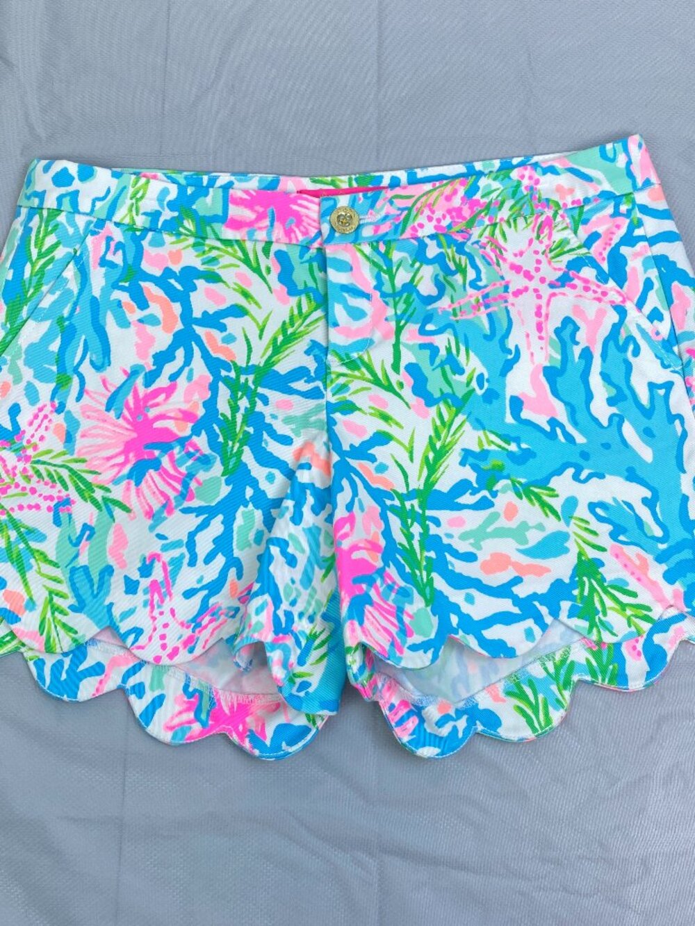 Lilly Pulitzer NWT Buttercup Scallop Short Coral Bay Oceanic Print 10